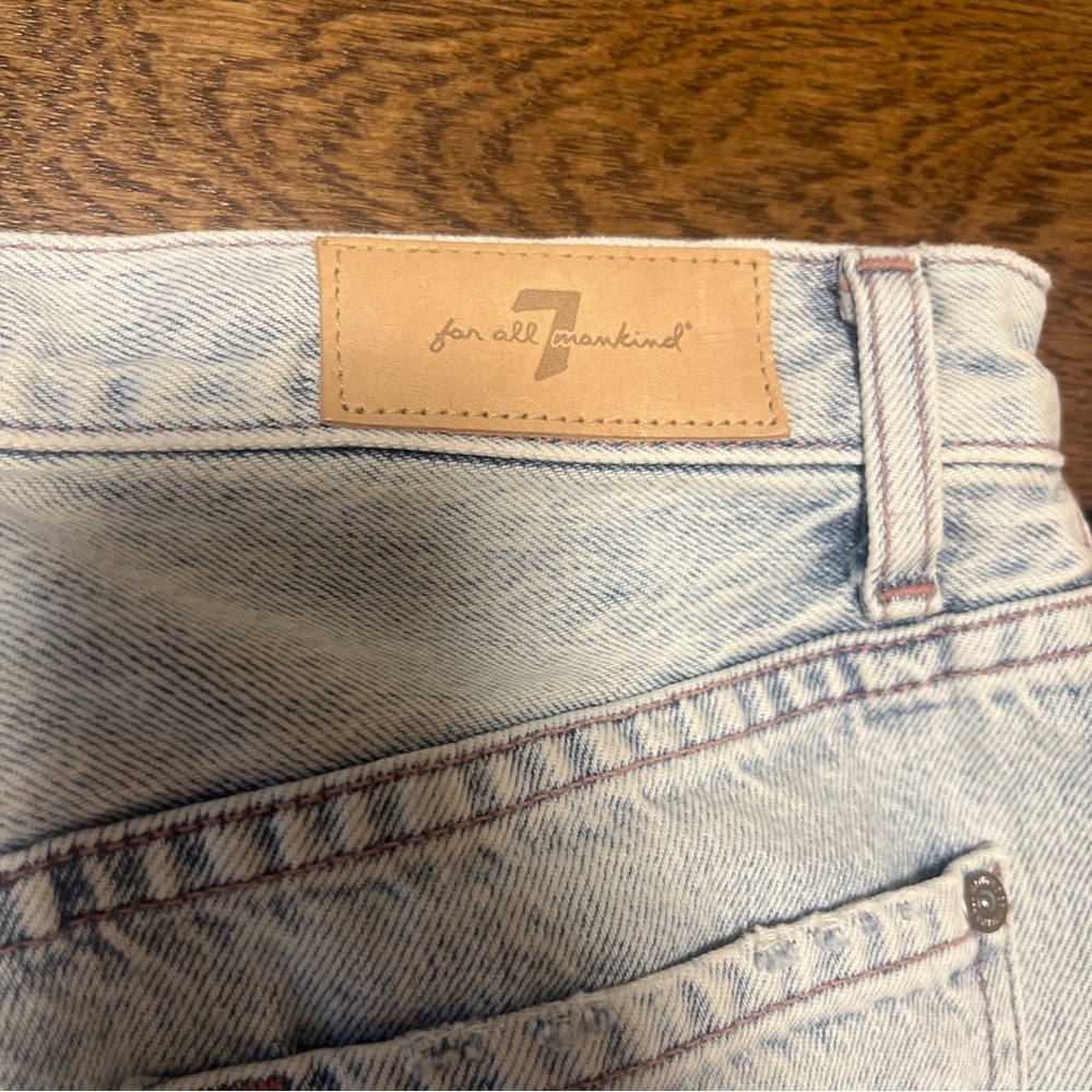 7 For All Mankind Women Light Blue Wash Denim Mini Skirt Sz. 26 - Picture 7 of 9